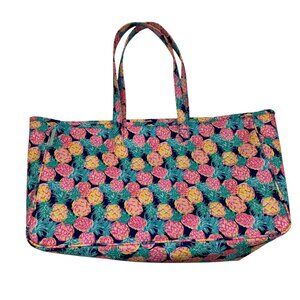 Simply Southern Colorful Preppy Pineapple Print Large Beach/Pool Tote/Carryall